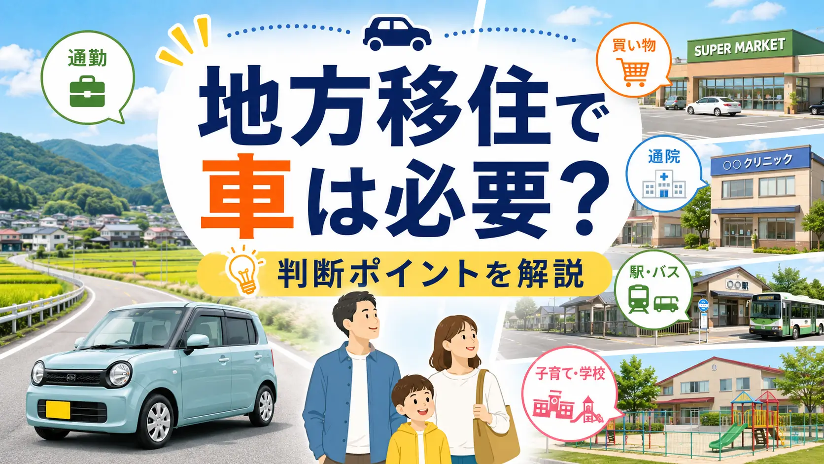 地方移住で車が必要かを紹介するアイキャッチ画像