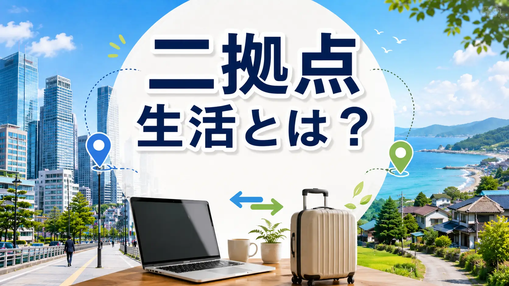 二拠点生活と地方移住の違いや始め方を紹介するアイキャッチ画像