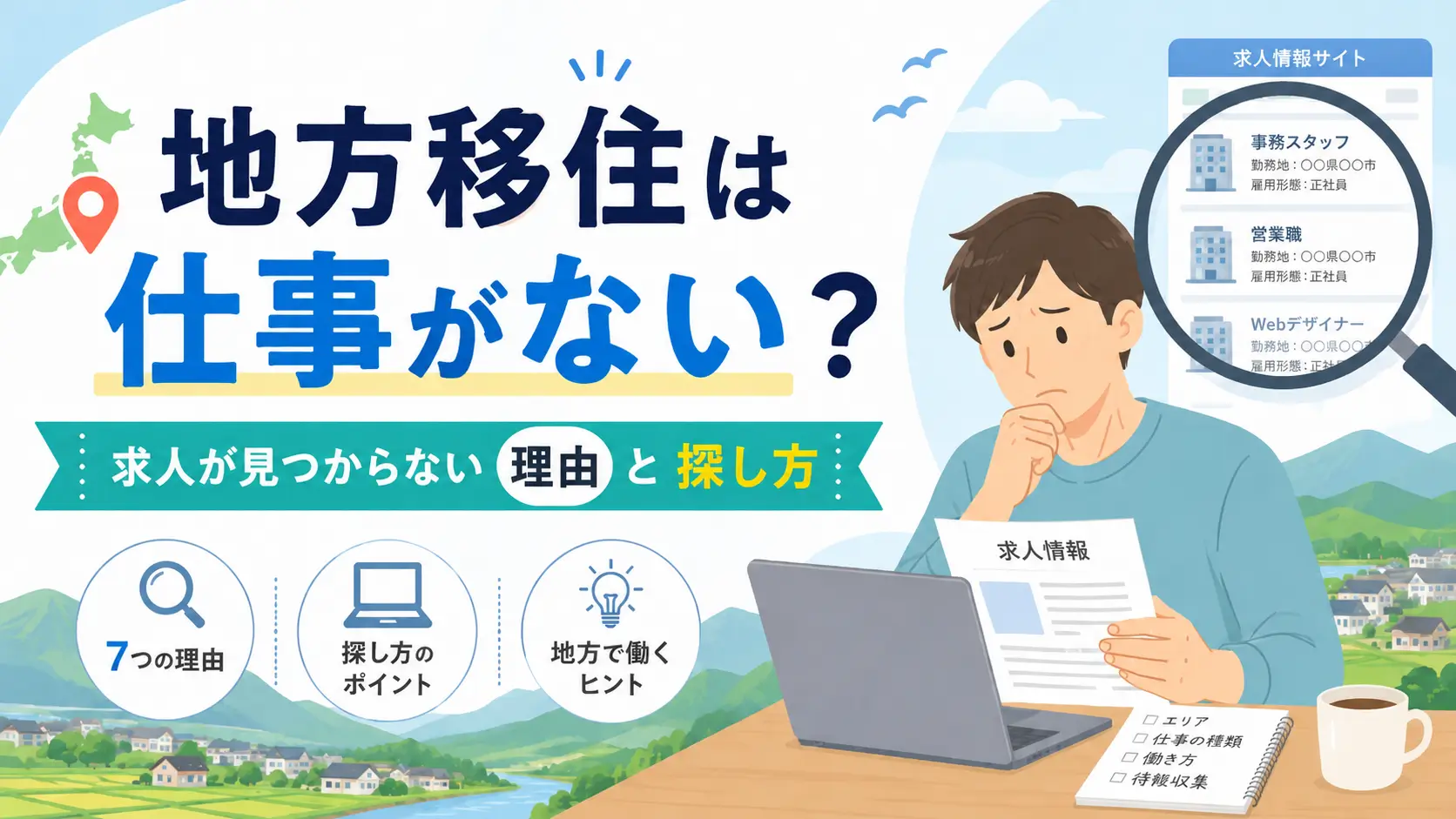 地方移住で仕事が見つからない理由を紹介するアイキャッチ画像