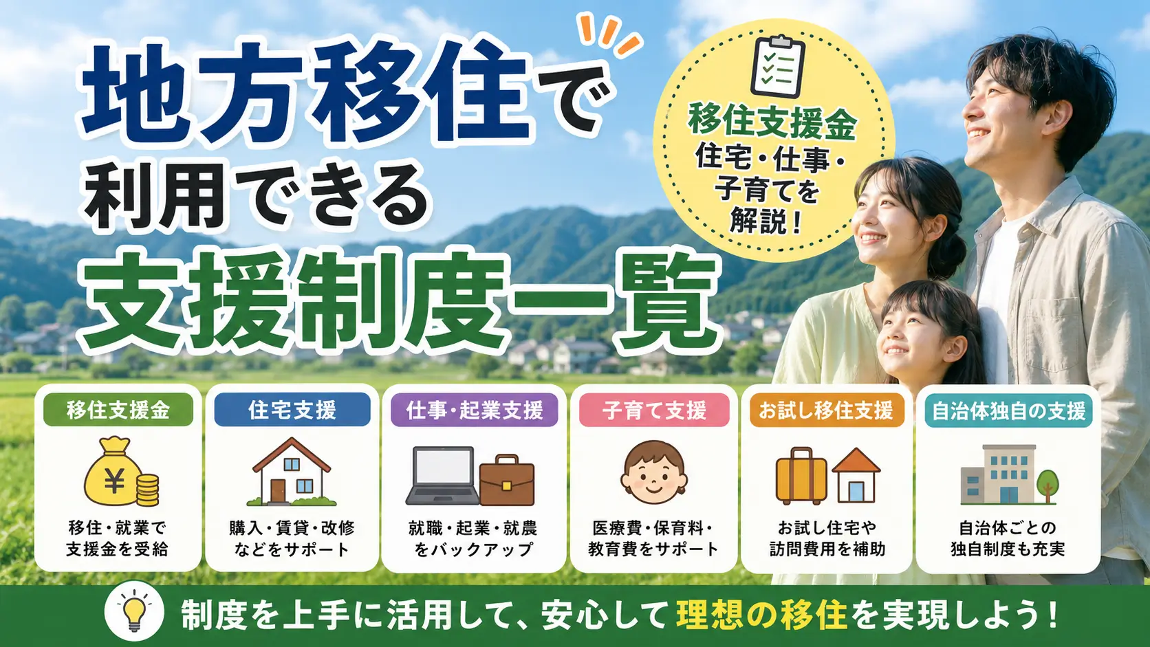 地方移住で利用できる支援制度を紹介するアイキャッチ画像