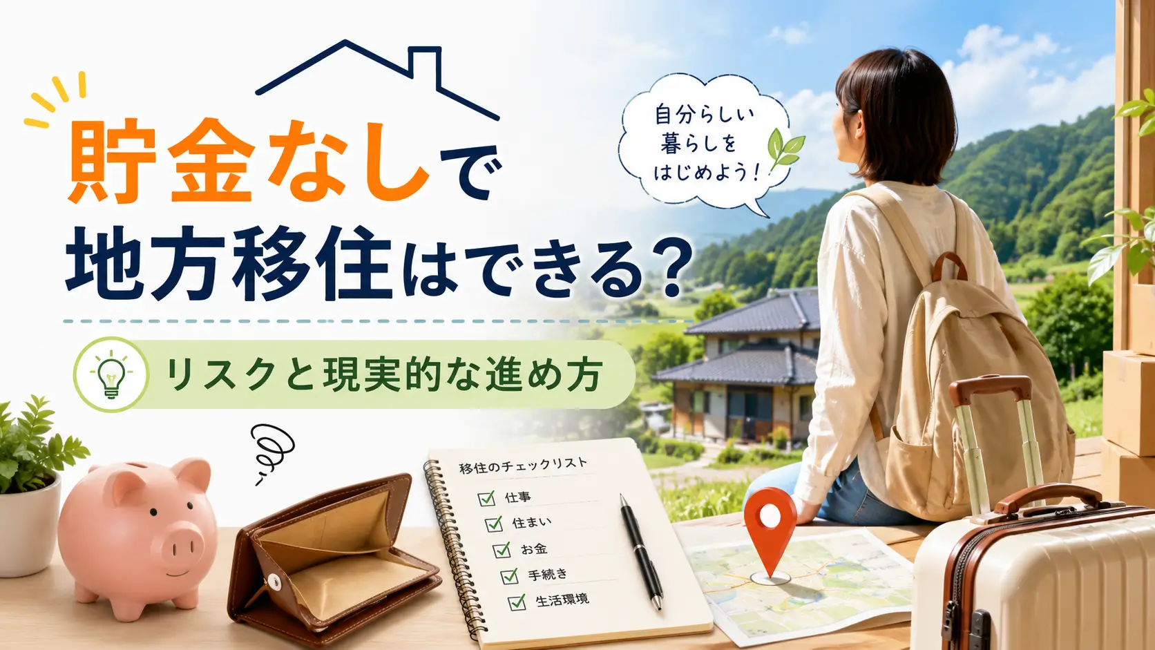 貯金なしで地方移住するリスクを紹介するアイキャッチ画像